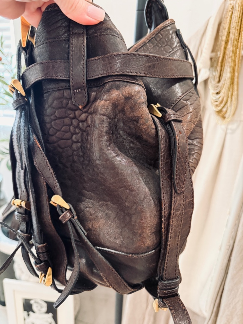 Burberry Dark Brown Leather Shoulder Bag with Gold Hardware - Picture 9 of 16